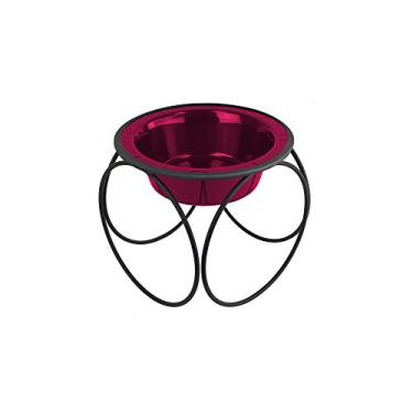 Imagem de Platinum Pets Alimentador Olímpico de Jantar Único com Tigela de Aço Inoxidável para Gato/Cachorro, PP, Raspberry Pop