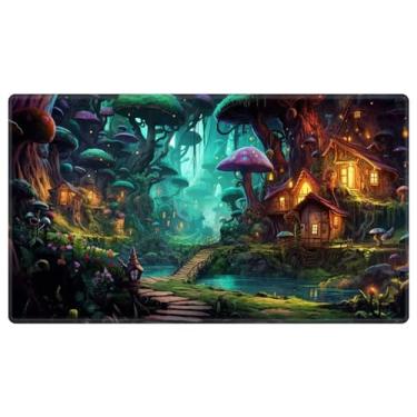Imagem de EDGFRTOIO Playmat with Zones for MTG Card Game Playing, Game Mats Tabletop Magic Play Mats 24"x14" Commander Deck Gaming Desk Duel Mat Card Gameplay Mats for Beginner, Fairy Forest Mushroom