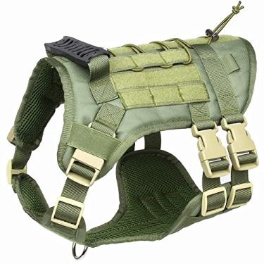 Imagem de DoggieKit Arreio tático para cães pequenos médios grandes sem puxar, arnês de cachorro militar com alça, colete de serviço para cães com painéis Molle e Loop, arnês ajustável para animais de estimação para treinar caminhada de caça