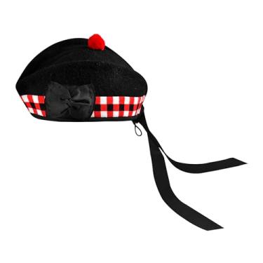Imagem de H HIGHLAND REDSTONE Boné Glengarry - Chapéu escocês tradicional, chapéu tartã de lã acrílica, acessórios para kilts/gaita de fole, Em cubos, Tamanho �nica
