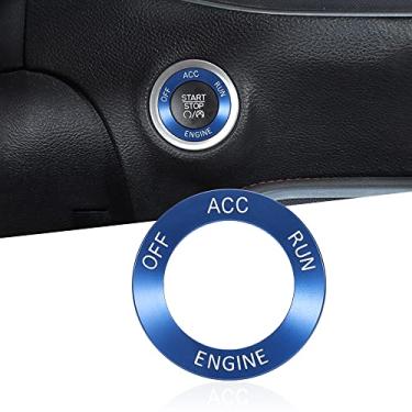 Imagem de TOMALL Anel de botão de parada de partida do motor de liga de alumínio compatível com Dodge Challenger Charger 2015-2020 tampa do botão de ignição do carro acabamento decoração acessórios de tampa