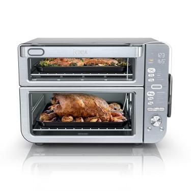 Imagem de Ninja - Forno de bancada de pilha dupla XL e fritadeira a ar com sistema Pro Cook, 12 em 1, Flexdoor, FlavorSeal, acabamento inteligente com tecnologia DualZone, fritadeira a ar, assar, assar,