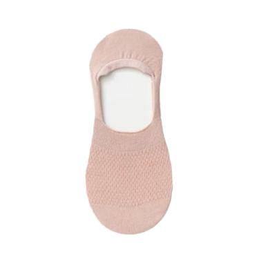 Imagem de 3 pares - Meias femininas para primavera e verão finas, rasas, invisíveis, antiderrapante, malha de verão, respirável, meias curtas femininas - pó de raiz