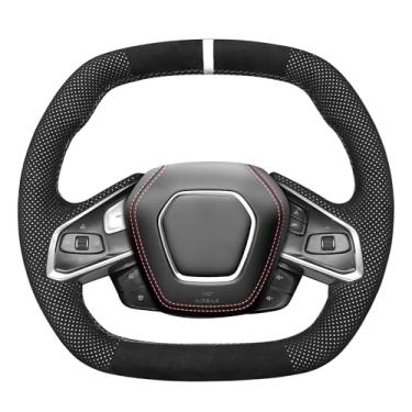 Imagem de MEWANT Capa de volante personalizada costurada à mão para Chevrolet (Chevy) Corvette C8 2020-2024 Acessórios de volante para Chevrolet