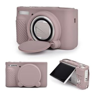 Imagem de MUZIRI KINOKOO Capa de silicone para câmera Canon PowerShot SX740 SX730 HS - capa protetora de borracha macia SX730 SX740 HS com capa de lente removível - capa slim fit SX740 sx730 HS - cinza