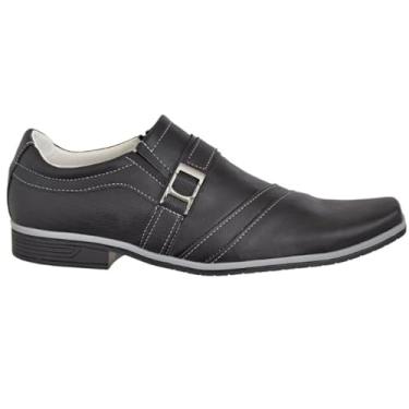 Imagem de Novo Hábito, Sapato Social Masculino Bico Fino Estilo Italiano Cor:Preto;Tamanho:37