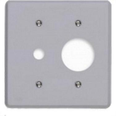 Imagem de Placa Conjunto Ilumi Cinza 4X4 - 1 Tomada Redonda + 1 Furo