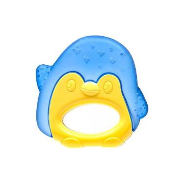 Imagem de Mordedor Infantil Com Água Massageador De Gengiva Pinguim Azul 16270 -