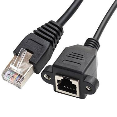 Imagem de Cabo de extensão de rede JSER 30 cm 8P8C FTP STP UTP Cat 5e macho para fêmea LAN Ethernet com orifícios de montagem no painel