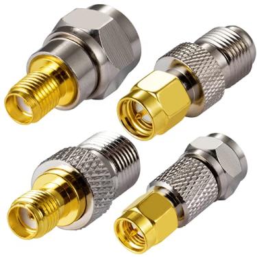 Imagem de POBADY SMA Conector Adaptador SMA para F Tipo Cabo Coaxial Conector Adaptador Reto 4 kit para Rádio FM DAB WIFI Antena CATV TV Antena Redes Aéreas Modems (2 pcs)
