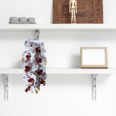 Imagem de 2 Hastes de Orquídea Artificial Branca com detalhes vinho premium deco