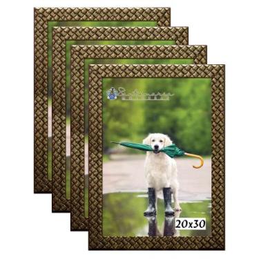 Imagem de Kit 4 Molduras Porta Retrato 20x30 3cm Relevo Dourado - Santamaria Mol