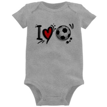 Imagem de Body Bebê I Love Futebol - Foca na Moda, Cinza, M