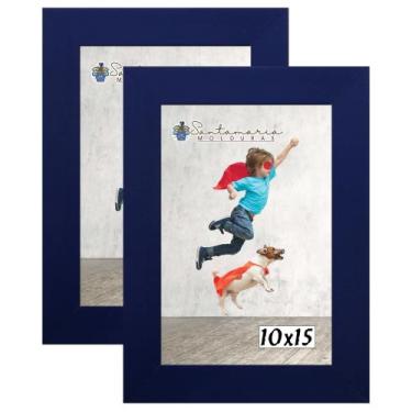 Imagem de Kit 2 Molduras Porta Retrato 10X15 Azul - Santamaria Molduras