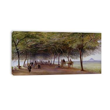 Imagem de Edward Lear famosa reprodução de pinturas a óleo em tela (vista da estrada das pirâmides, Gizé) pôsteres e impressões em tela clássica arte de parede imagens de paisagem 90 x 180 cm (35 x 71 pol)