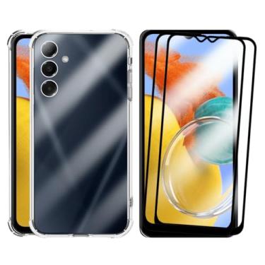 Imagem de Capa Capinha Anti Impacto e 2 Películas Vidro 3D Compatível Samsung Galaxy M14 Transparente Com Proteção de Câmera