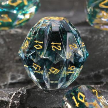 Imagem de Conjunto de Dados Poliedricos Fongogo D&D de Resina - 7 Peças com Caix