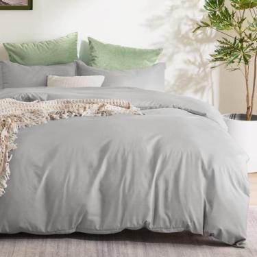 Imagem de Capa de Edredom Bedsure Queen Size Cinza Prateado com Zíper