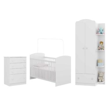 Imagem de Quarto Completo Guarda-roupa/cômoda/berço Multimóveis João e Maria Fg3018 Branco/colorido