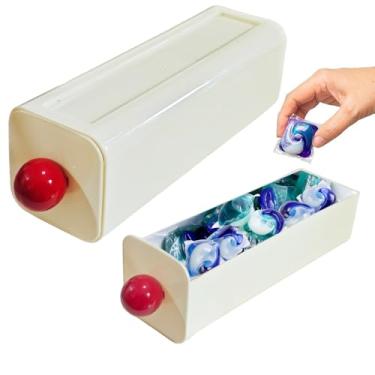 Imagem de Ouliget Recipiente de armazenamento de cápsulas de lava-louças, gaveta de armazenamento suspensa para detergente, suporte de porta de armário de pia de cozinha de parede para armazenamento de cápsulas