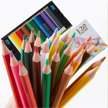 Imagem de dazuihou Lápis de aquarela de 120 cores para desenho e arte, supervibrantes, núcleos resistentes a quebras, ideais para artistas, estudantes, esboços, livros de colorir, artesanato DIY