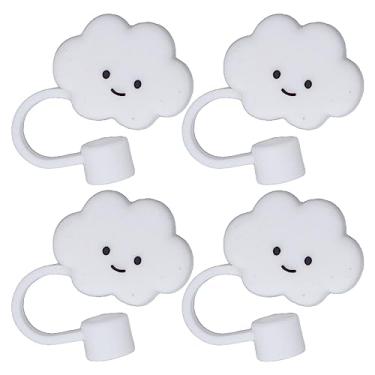 Imagem de Couvercles de paille, capuchons réutilisables en silicone, couvercles à pointes mignonnes, accessoires de cuisine à domicile pour pailles, cadeaux de fête sur la plage d'été (4 Cloud Straw Caps)