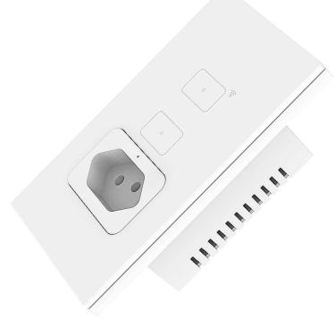 Imagem de Tomada Inteligente Com Interruptor Wi-fi 2 Botões Alexa E Google Bivolt