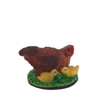 Imagem de Imagem da Galinha com pintinhos 5cm resina - R&S