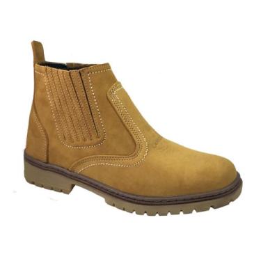 Imagem de Bota numero 37 botina em couro solado tratorado em borracha costurado 