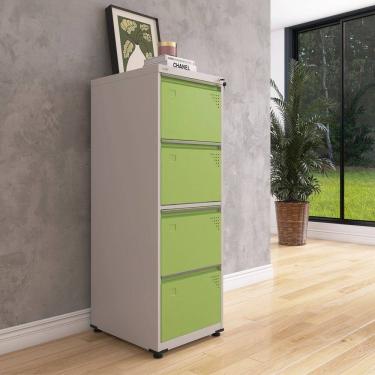 Imagem de Gaveteiro Arquivo de Aço 4 Gavetas Of04sltcm Cinza/Verde