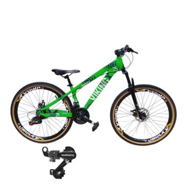 Imagem de Bicicleta 26 VikingX T25 21v Cambio Traseiro Shimano Pneu Aro 26 Balão Faixa Amarela-Unissex