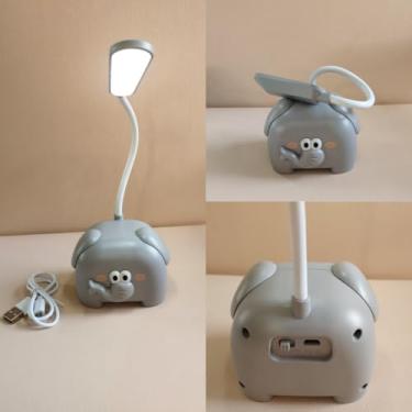 Imagem de Luminária De Led Abajur Infantil Quarto Bebê Elefante Usb (Cinza)