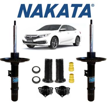 Imagem de 2 Amortecedor Novo Nakata Diant + Kit Batente Civic G10 16 17