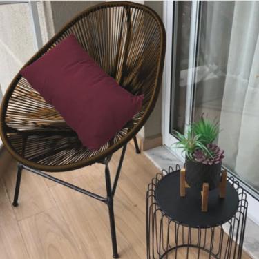Imagem de Poltrona Cadeira Acapulco Plus com Almofada Quadrado Marrom Suede Bordô - Ahazzo Móveis