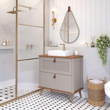 Imagem de Gabinete para Banheiro Veneto 1 pt 1 gv Capuccino e Freijó 80 cm