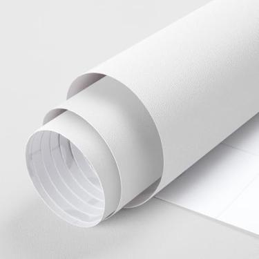 Imagem de Tatyanna Papel de parede branco fosco para contato com papel de parede de vinil à prova d'água para armários gavetas quarto cozinha papel de parede autoadesivo 30 x 999 cm