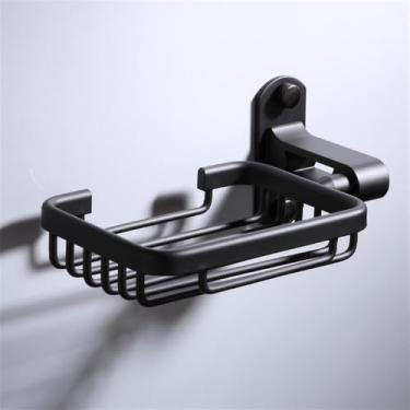 Imagem de Acessórios de banheiro de alumínio, porta-toalhas preto, anel de toalha, suporte para secador de cabelo, suporte para papel higiênico de parede, cesta de sabão, porta-sabonete