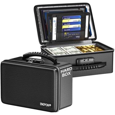 Imagem de ENGPOW Caixa de dinheiro à prova de fogo, caixa pequena à prova de fogo com zíper e trava à prova de fogo, isolamento térmico de 3537.8 °C, à prova de fogo, à prova de água, cofre para dinheiro