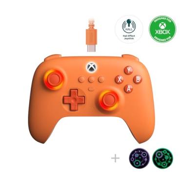 Imagem de 8Bitdo Ultimate C Hall Effect Joysticks/Hall Trigger Wired Controller with RGB Lighting Fire Ring, 3.5mm Audio Jack for Xbox Series X|S, Xbox One, Windows 10/11 - Officially Licensed (Orange)