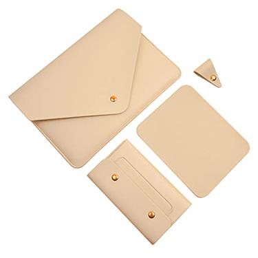 Imagem de Benfan Capa para laptop de 13 polegadas compatível com MacBook Air 13 2024, MacBook Pro 13, Dell XPS 13 com bolsa pequena, mouse pad e organizador de cabos, cor bege