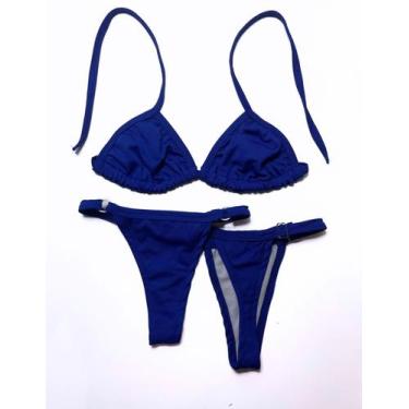 Imagem de Biquini cortininha de fita calcinha regulável - Beira mar, Azul bic, M