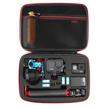 Imagem de HSU Capa grande para carregar GoPro Hero 10,9, Hero 8,7,6,5,4,3 e acessórios, DJI Osmo Action, AKASO, Campark, YI Action Camera e mais (Upgrade Sponge Precut Slots)