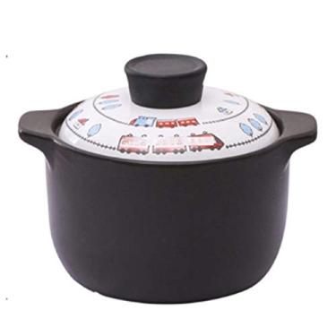 Imagem de Arroz Claypot Caçarola de Cerâmica com Desenho Animado Restaurante Cozinha Doméstica Chama Resistente ao Calor Panela de Sopa Binaural