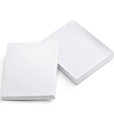 Imagem de Caixa de papel de papelão da MESHA para joias e presente, caixa de papel de 15 x 13 x 2,5 cm de espessura com forro de algodão, White-10Pcs