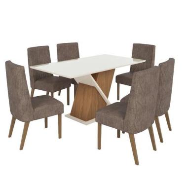 Imagem de Mesa Jantar Solus 160 6 Cadeiras Eloa Cacau - Henn