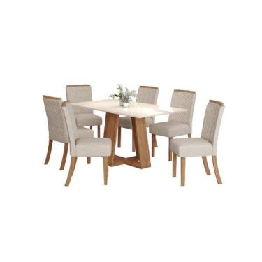 Imagem de Mesa Jantar Lins 160 6 Cadeiras Malu Linho - Henn