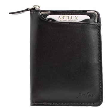 Imagem de Carteira Couro Artlux com Zíper Masculina 059, Preto