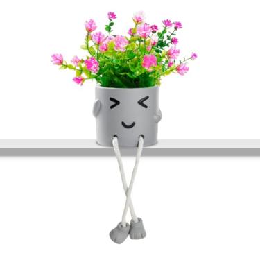 Imagem de skycoo Suculentas artificiais com vasos de flores cinza, mini suculentas em vaso para escritório em casa (cor 103)