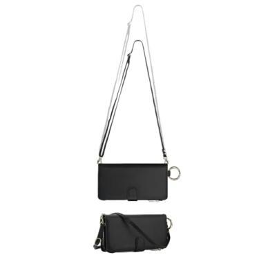 Imagem de HJZSZX Para Samsung S24 Plus Anel Crossbody Lanyard Zipper Wallet Phone Case Wrist Strap Flip Cover (Para Samsung S24 Plus/preto)