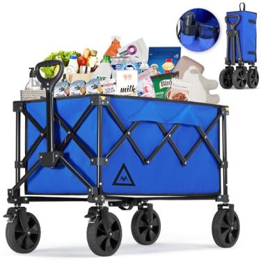 Imagem de Muarch Carrinho de compras dobrável dobrável com rodas grandes na praia, jardim, mercearia, uso ao ar livre, utilitário, todos os terrenos, vagões portáteis para mantimentos, acampamento, areia